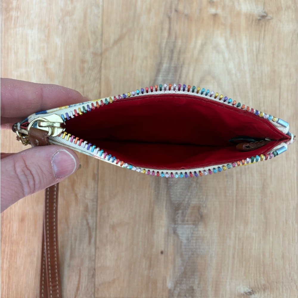 Dooney & Bourke Wristlet | Cream Multicolor Alphabet Wallet with Leather Strap - Picture 6 of 10